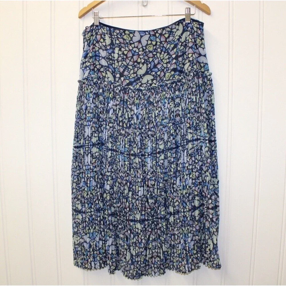 Ted Baker Lailaah Corrugated Pleat Midi Skirt Blue Size 5 US‎ 12  $275